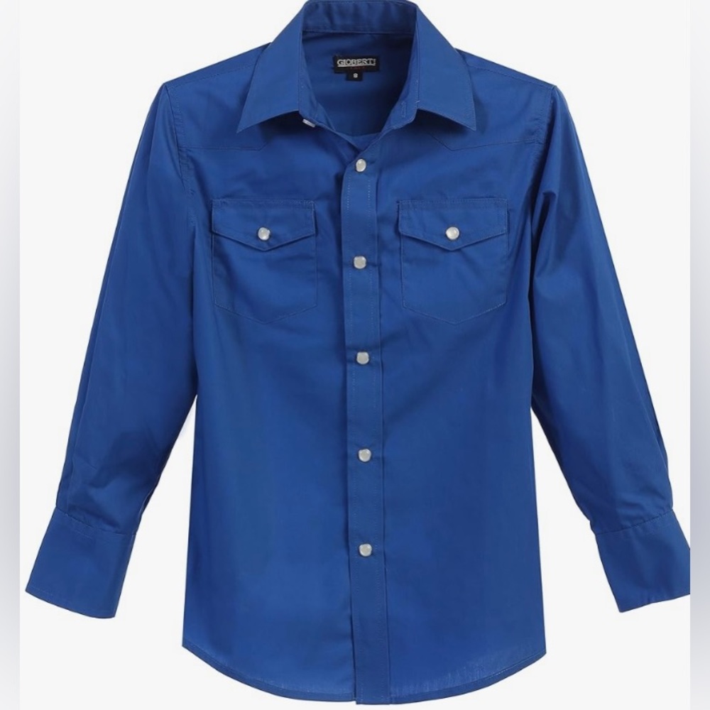 Gioberti Boys Casual Western Solid Long Sleeve Shirt with Pearl Snaps SZ 12